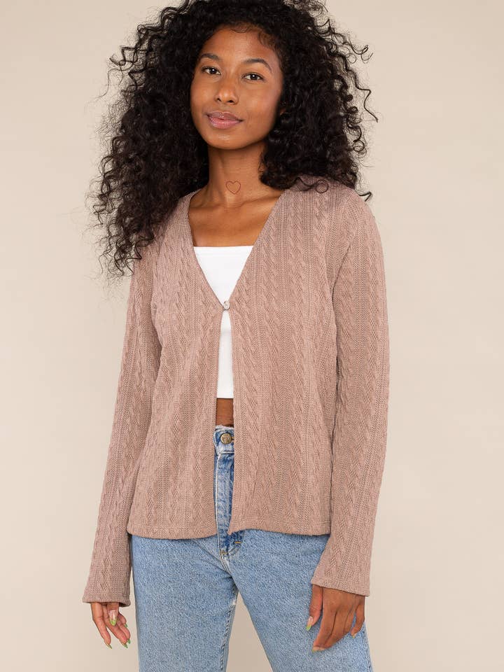 NLT – wholesale Kofta - Dam – Kabelstickad kofta - Plus Size