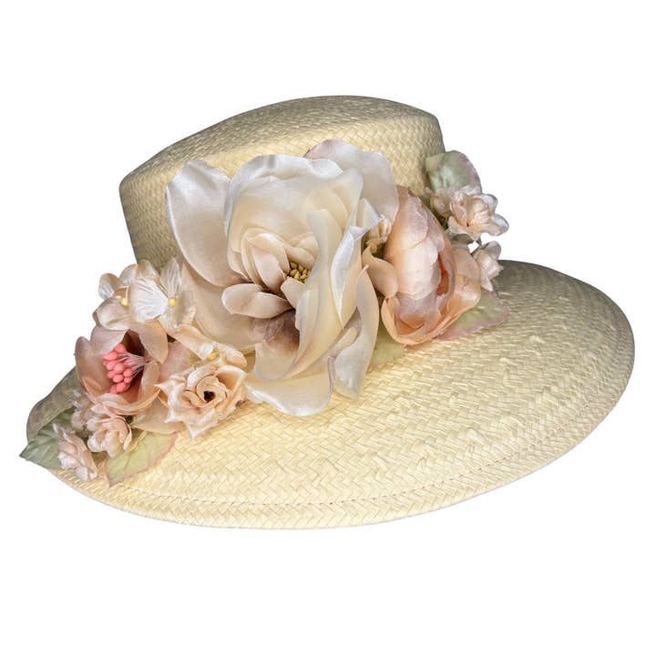 Pale Yellow Flowerpot Hat for wholesale by Kathy Jeanne Millinery
