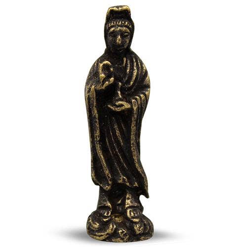 Mini mässing Kuan Yin-staty 45 cm (12 st) för wholesale av Eastern Trading