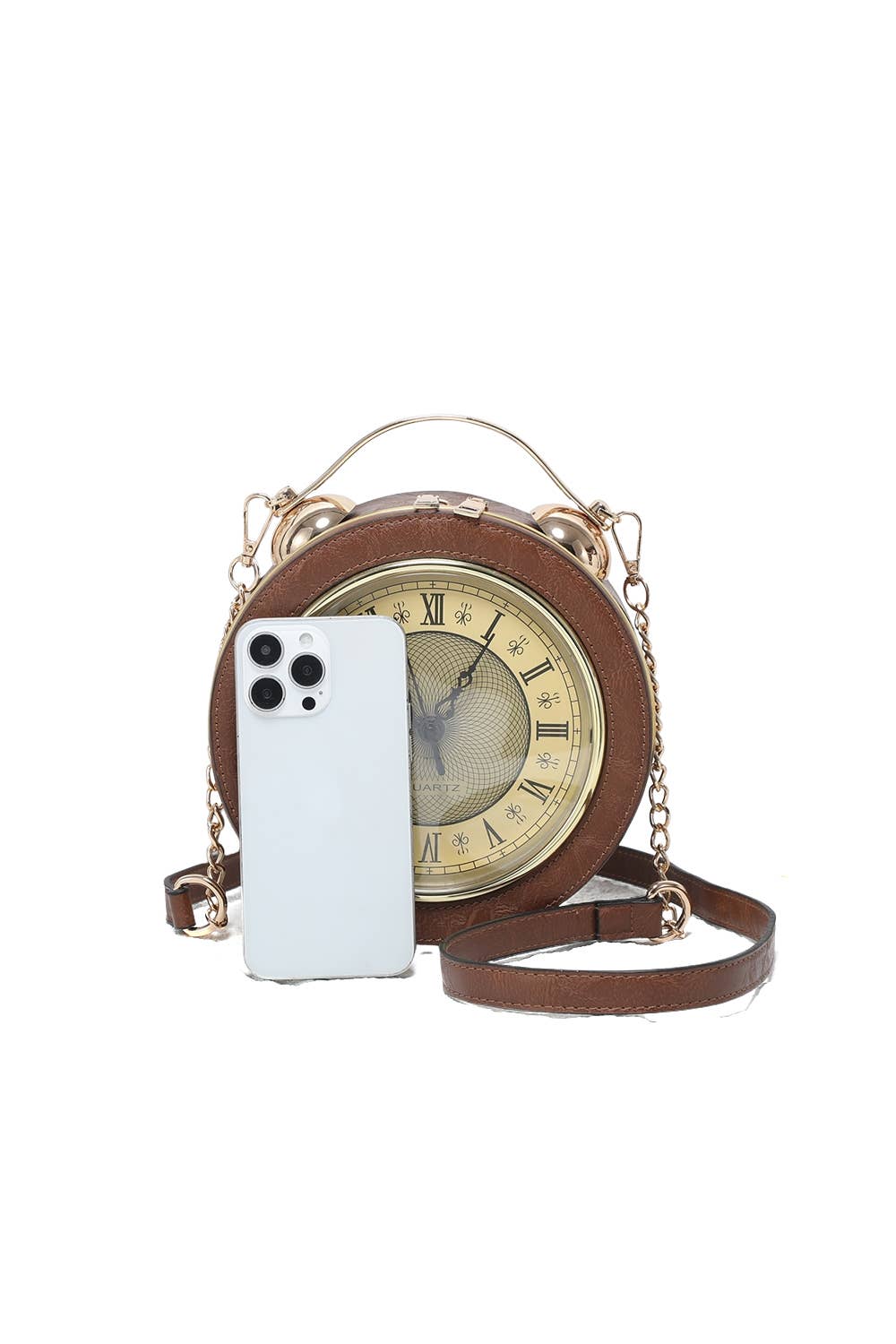 Ellas Trading - Wholesale Crossbody Bag - Women's - Vintage Clock-Inspired Crossbody Bag with Chain Strap2