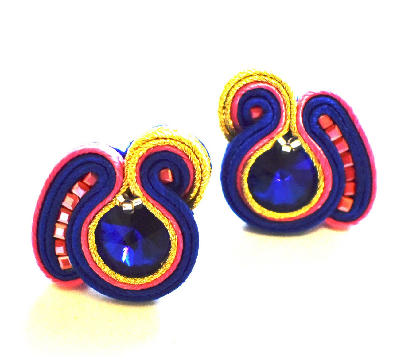 Laurent Scott Collection - Wholesale Dangle Earrings - Soutache - Sally - Navy Post Earrings0