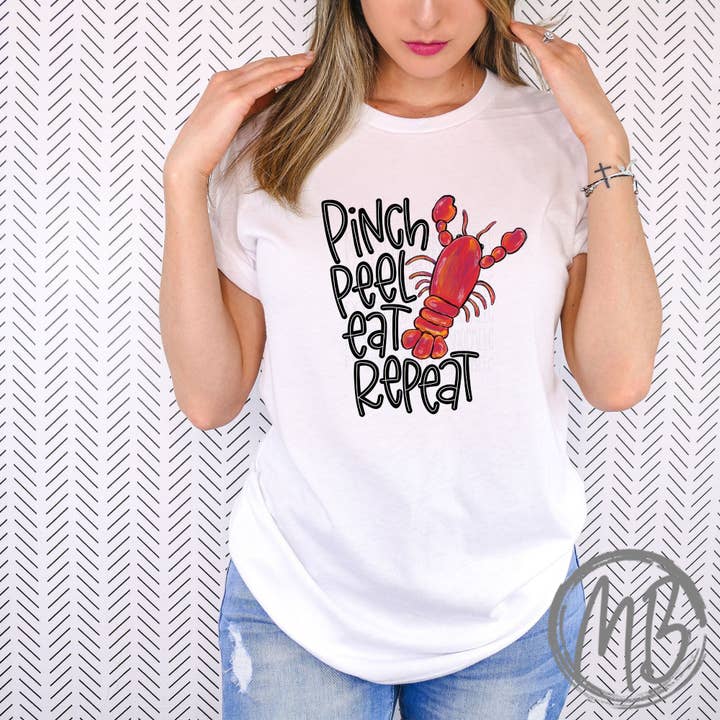 Pinch Peel Eat Repeat Tank or Tee | Summer | Beach | Crawfish | Pool | for wholesale by MelonBerry
