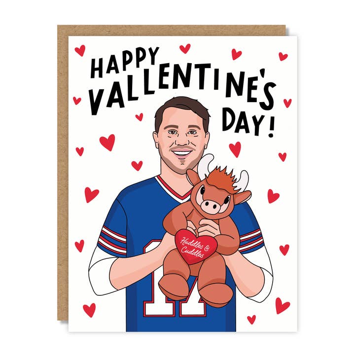 Happy Vallentine's Day Josh Allen Buffalo Bills Card for wholesale by Tiny Buffalo Designs Co.