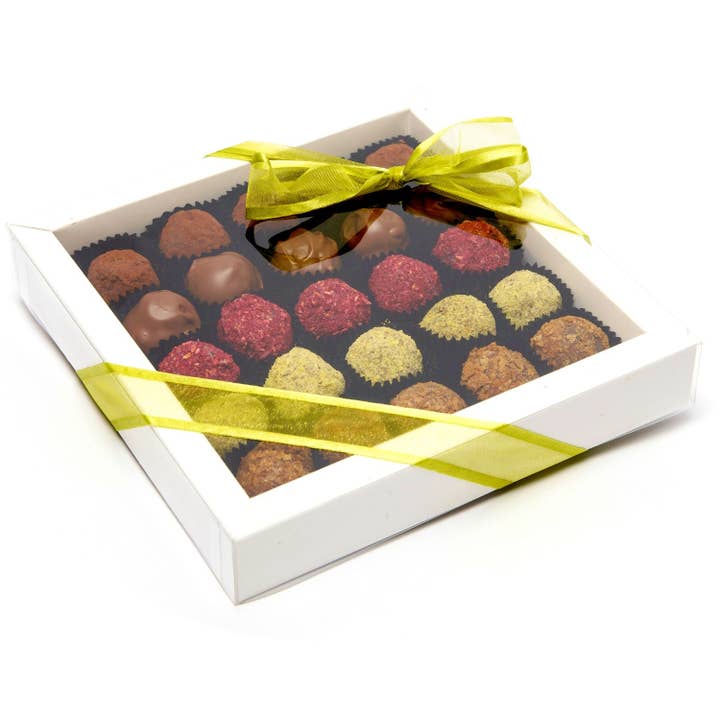 Coffret truffes (cacao, lait, framboise, pistache) 375 Grs pour la vente par The Belgian Chocolate Makers