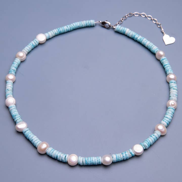 Puka Shell Pearl Necklace for wholesale by VidaKush