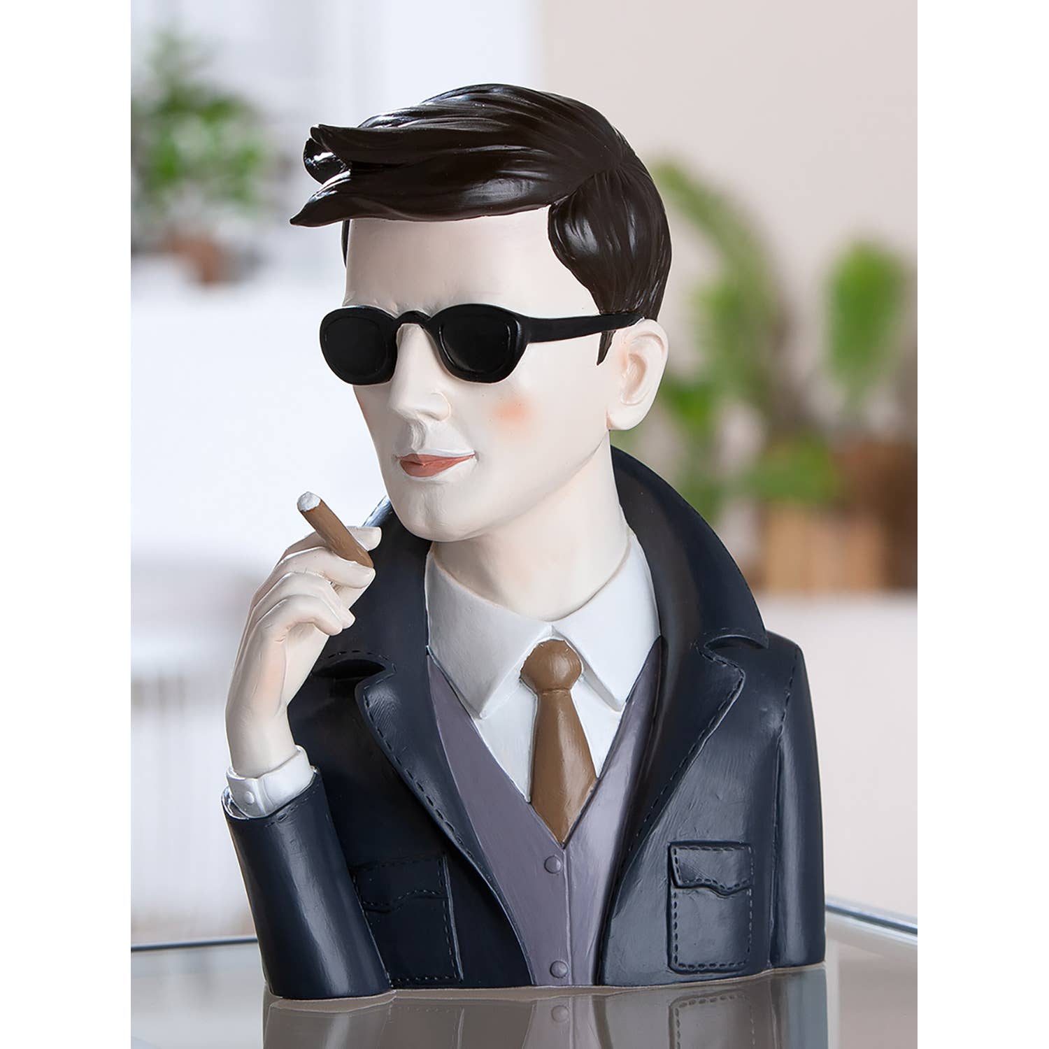 grey black Gentleman man figure with cigar, h.25 cm for wholesale on Faire1
