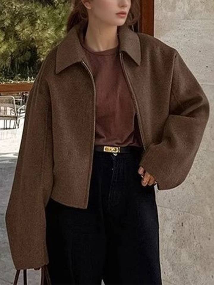 Solid Color Lapel Retro Short Jacket for wholesale by Wholesalesir