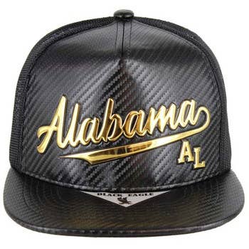 SM171 ALABAMA , BASEBALL, SNAPBACK CAP, CARBON PU (BLACK) for wholesale by S & J Gift Inc