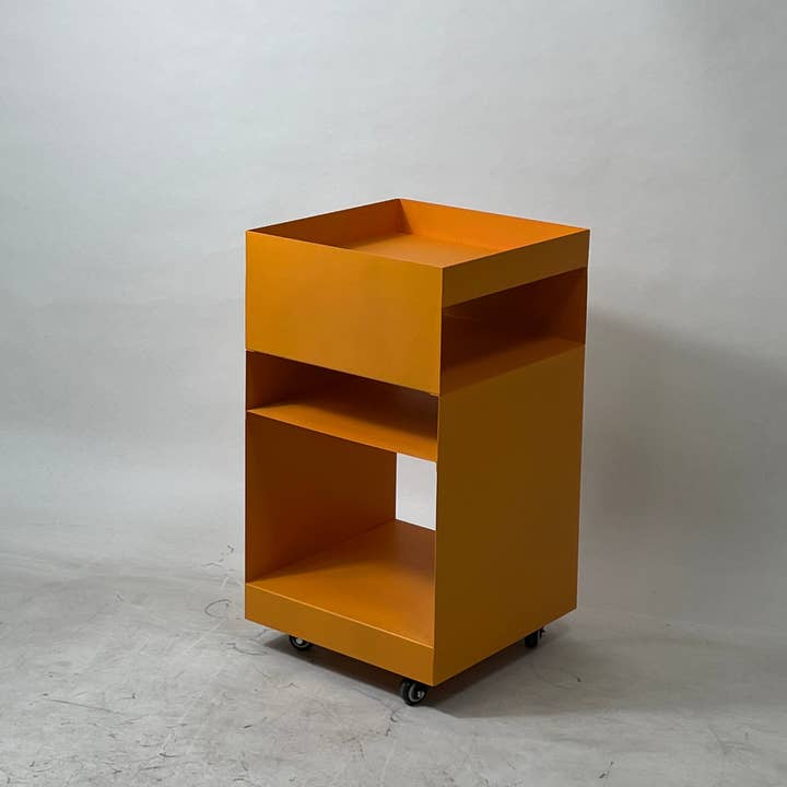 hide+seek SUPPLY CO - Wholesale Side Table - Quad Rolling Side Table/Cart-orange