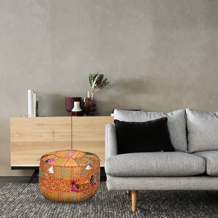 Aakriti Inc. - Vente Pouf - Lot de 10 housses de pouf indiennes Aakriti Gallery