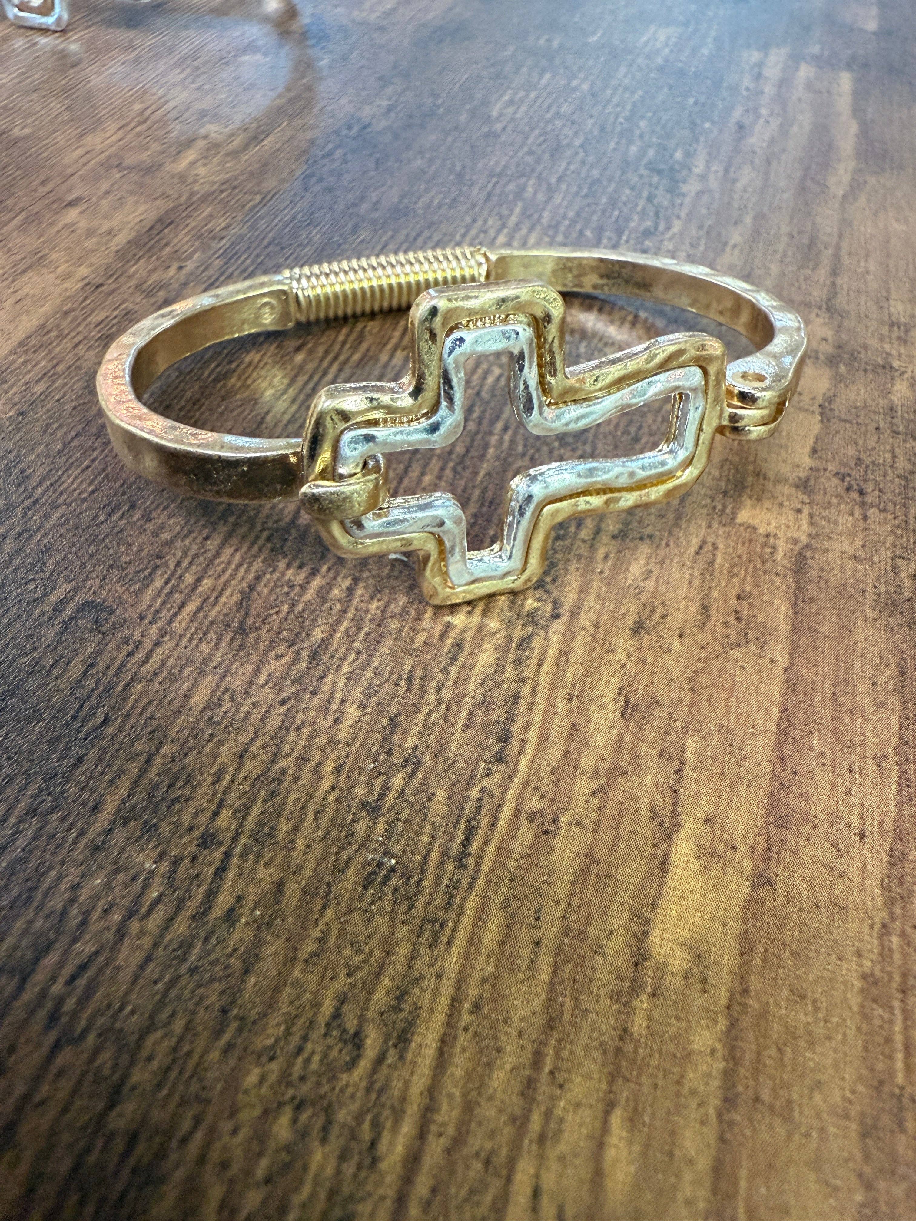 Paco Designs - Wholesale Cuff Bracelet - Beautiful Mixed Metal Cross Cuff Bracelet Gold OR Silver1