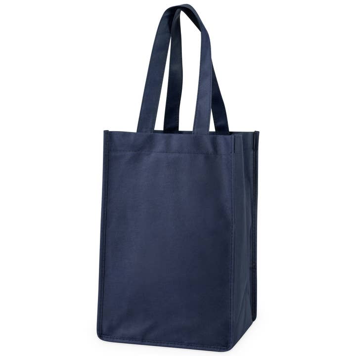 TRUE - Wholesale Wine Tote - Reusable 4-Bottle Non-Woven Fabric Wine Tote- ASST COLORS