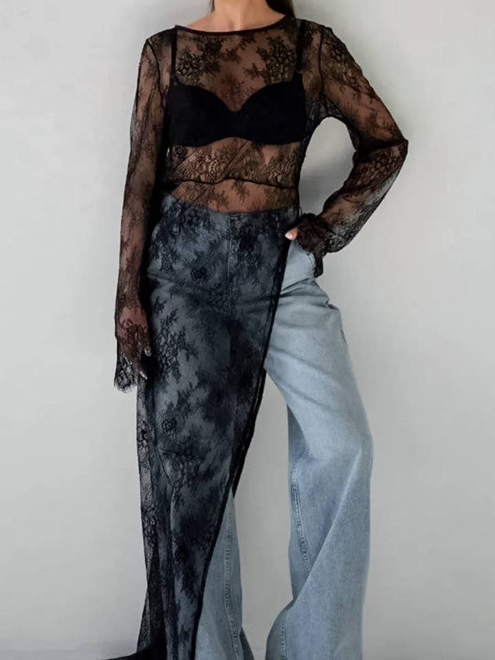 Vestido Casual com Renda Sobreposta por atacado de Mccolin