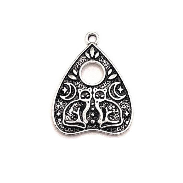 Guerrilla Charm - Vente Breloques/médailles personnalisées - Breloques Planchette Ouija Chat en Argent Antique, 19x25mm1