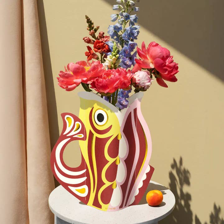 Vase en papier Poisson Rubis, Vase à fleurs en papier imperméable pour la vente par 54 Celsius