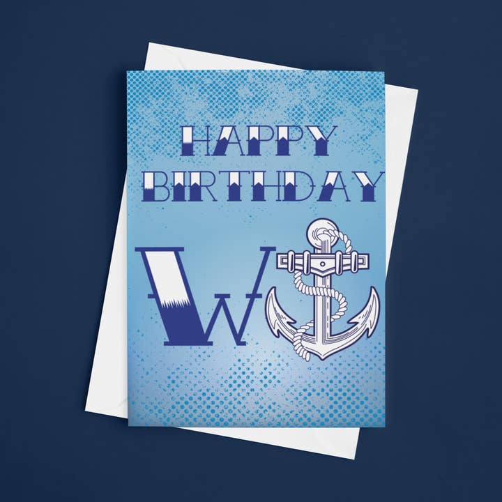 W-anchor Greetings Card for wholesale by Brave Scottish Gifts
