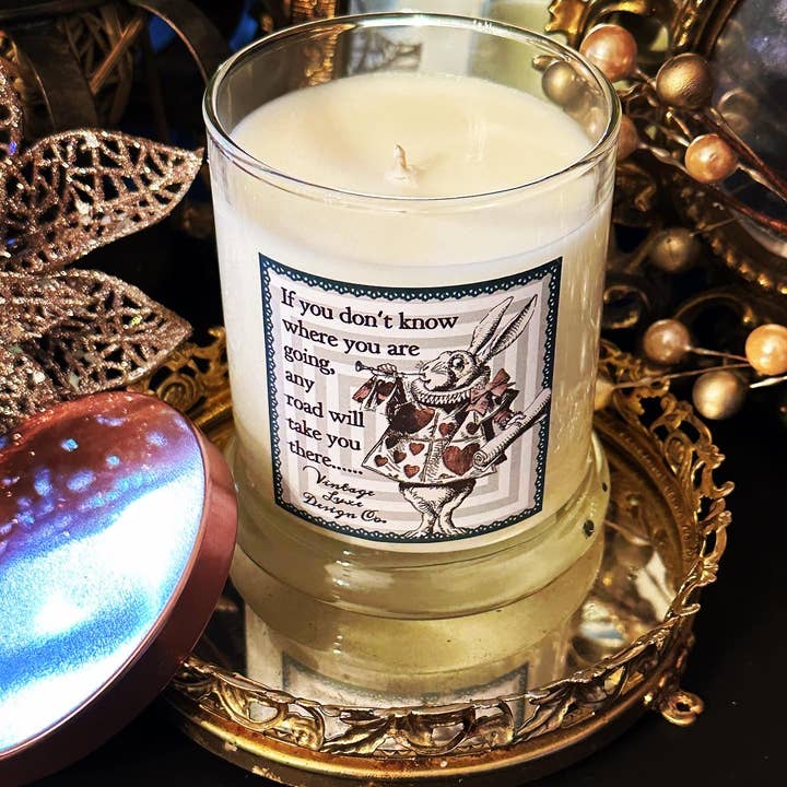 Vintage Luxe Design Co. - Wholesale Jar/Filled Candle - Follow the White Rabbit: Alice Wonderland 10 Oz Soy Candle5