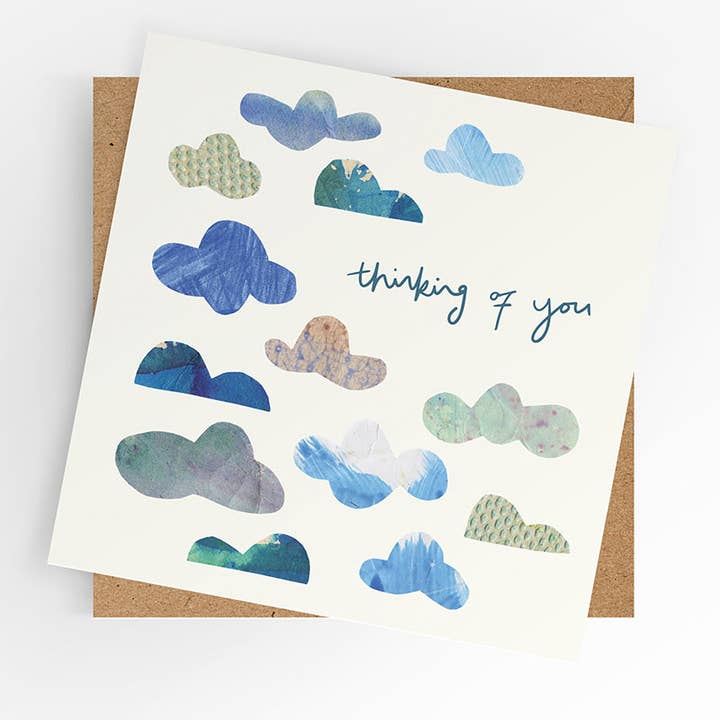 Thinking of you card, Blue clouds for wholesale by Under the Willow Tree