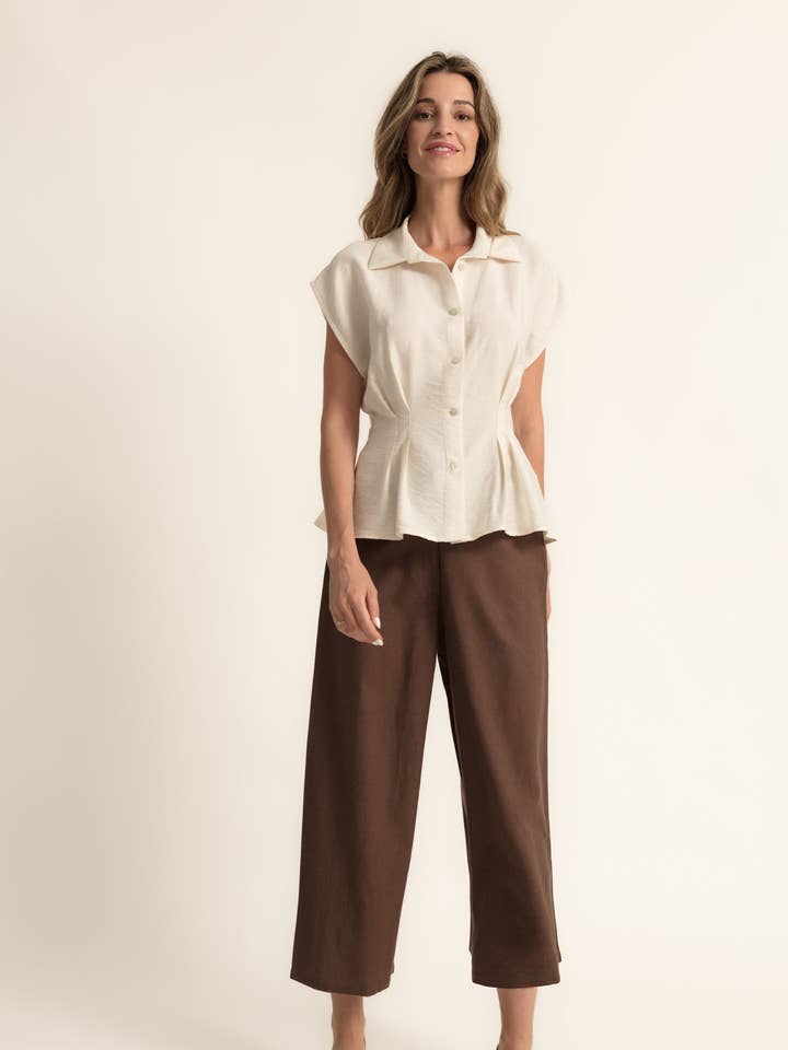 PANTALON DROIT MÉLANGE LIN B2B pour la vente par CMS Love