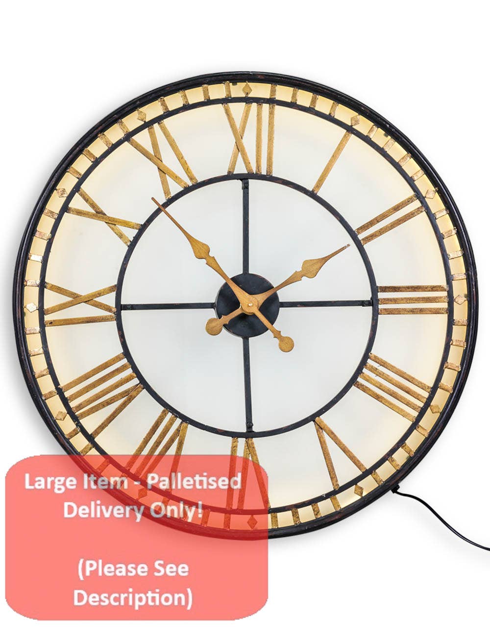 McGowan & Rutherford Ltd - Wholesale Wall clock - Black And Gold Back Lit Glass "Westminster" Wall Clock