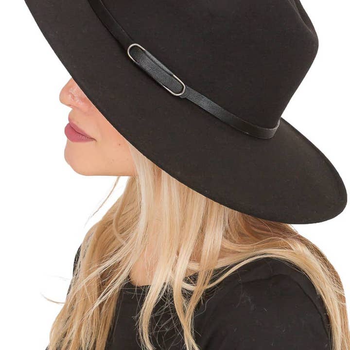 Cap Zone - Wholesale Fedora - Women's - Red Bottom Black Belt Rancher Hat Wide Brim1