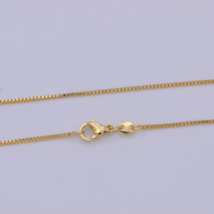 24K Gold Filled Box Chain Necklace, 20, 23.5 Inch Box Chain Necklace, Dainty 0.8mm Box Necklace | WA-469 WA-470 Clearance Pricing for wholesale by Aim Eternal