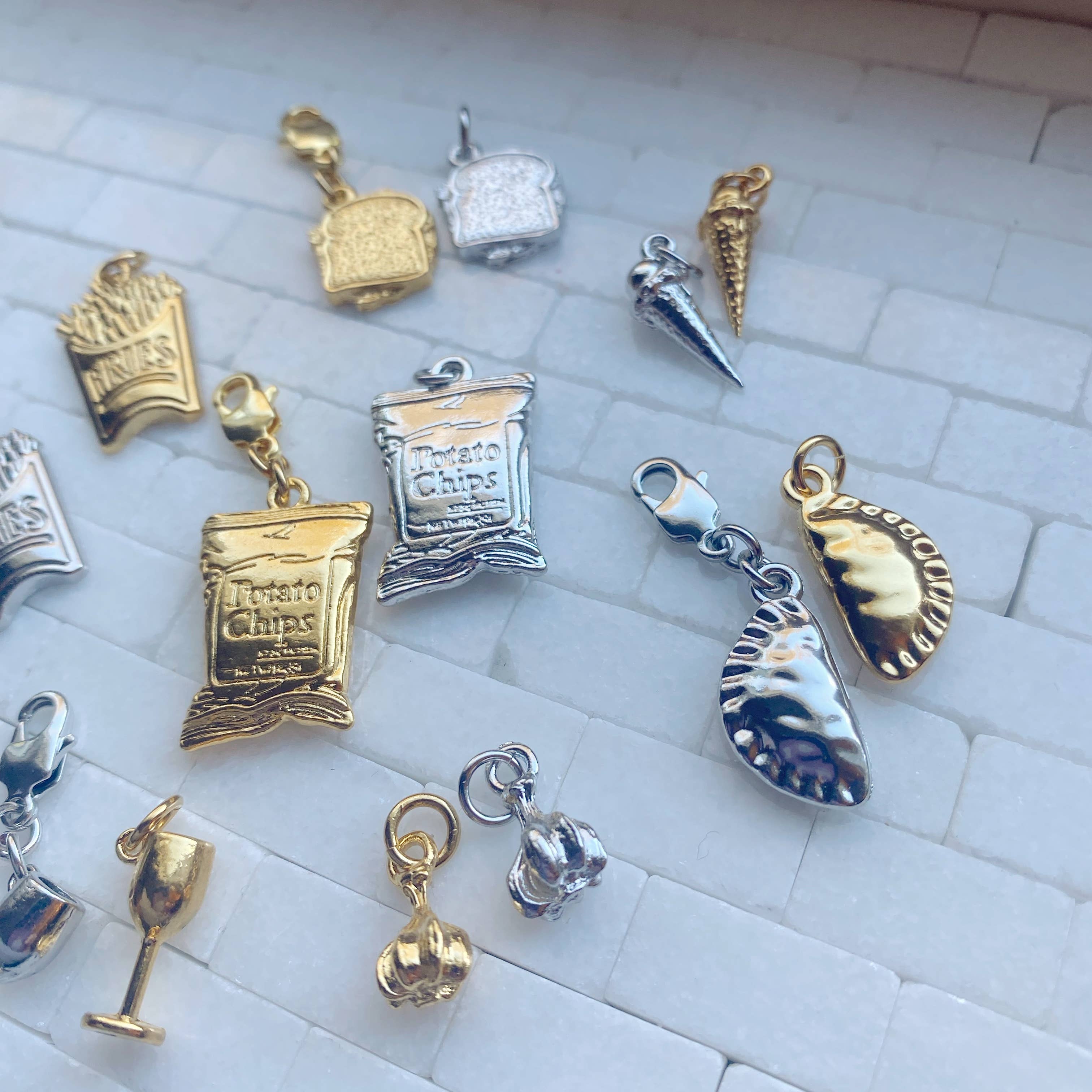 A.Marie Costumes - Wholesale Individual Charm/Pendant - Garlic Wine Cone Chips Dumpling Fries Bread Snack Food Charm4