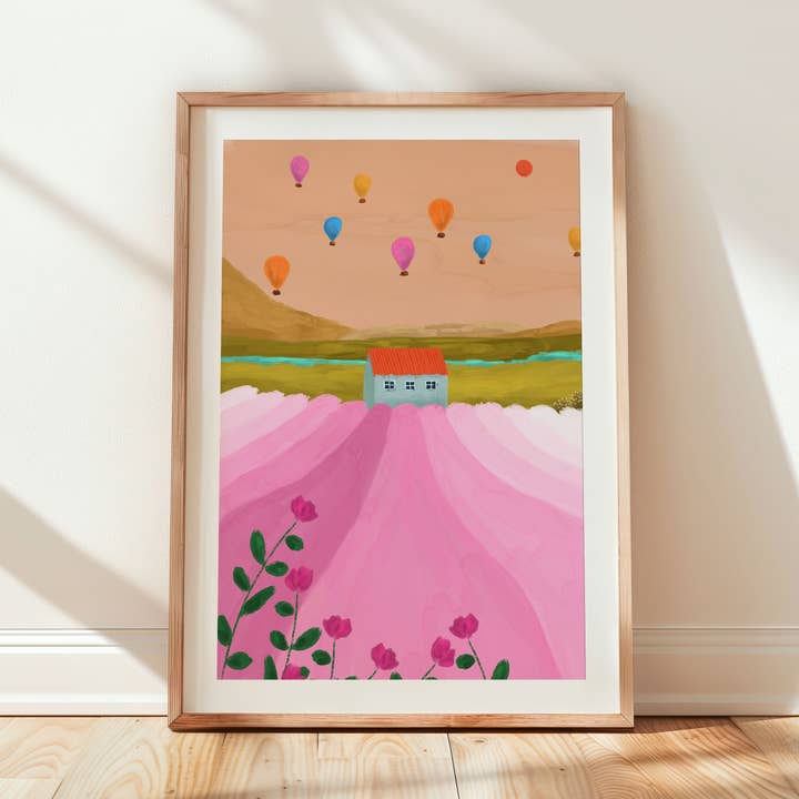 Cornish Lavender Art Print, Bright Cornwall Wall Decor for wholesale by Georgie King Designs