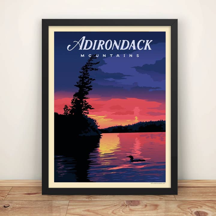12x16 Adirondacks Poster | Common Loon at Sunset for wholesale by Pure Adirondacks