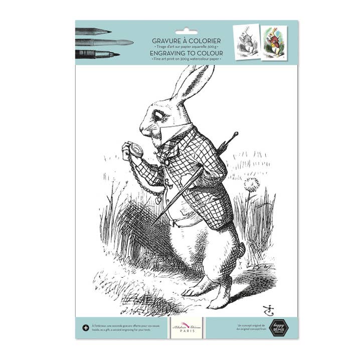 Colouring engraving - What time is it? - Alibabette Editions for wholesale by Alibabette Editions