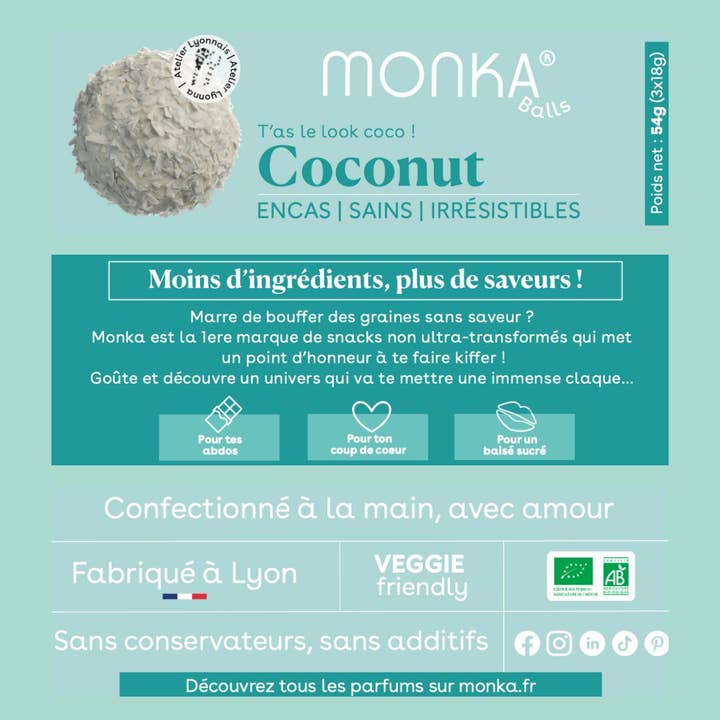 Monday Box - Wholesale Snack Bar - Monka Balls - Coconut x12 boxes