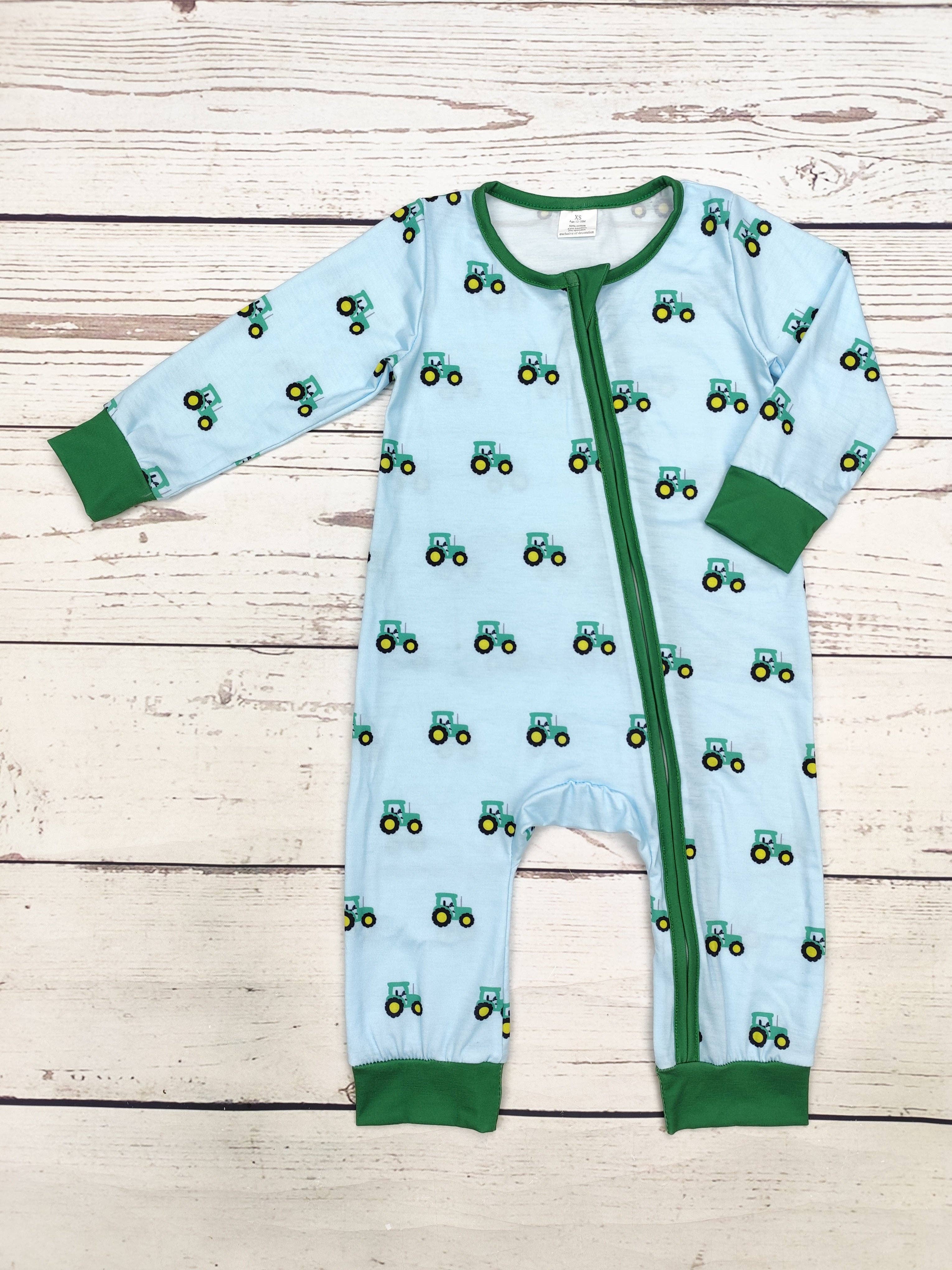 sassy kids palace - Wholesale Sleepsuit - Baby - Boy Tractor Print Zip Sleeper