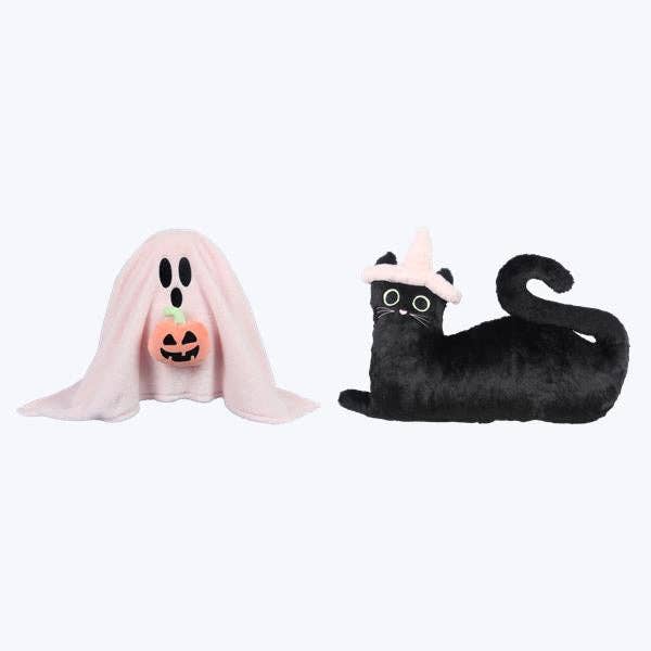 Halloween Carnival 20" Fabric Pink Ghost & Black Cat Shaped Pillows - SET OF 2 for wholesale by Dunn Deals