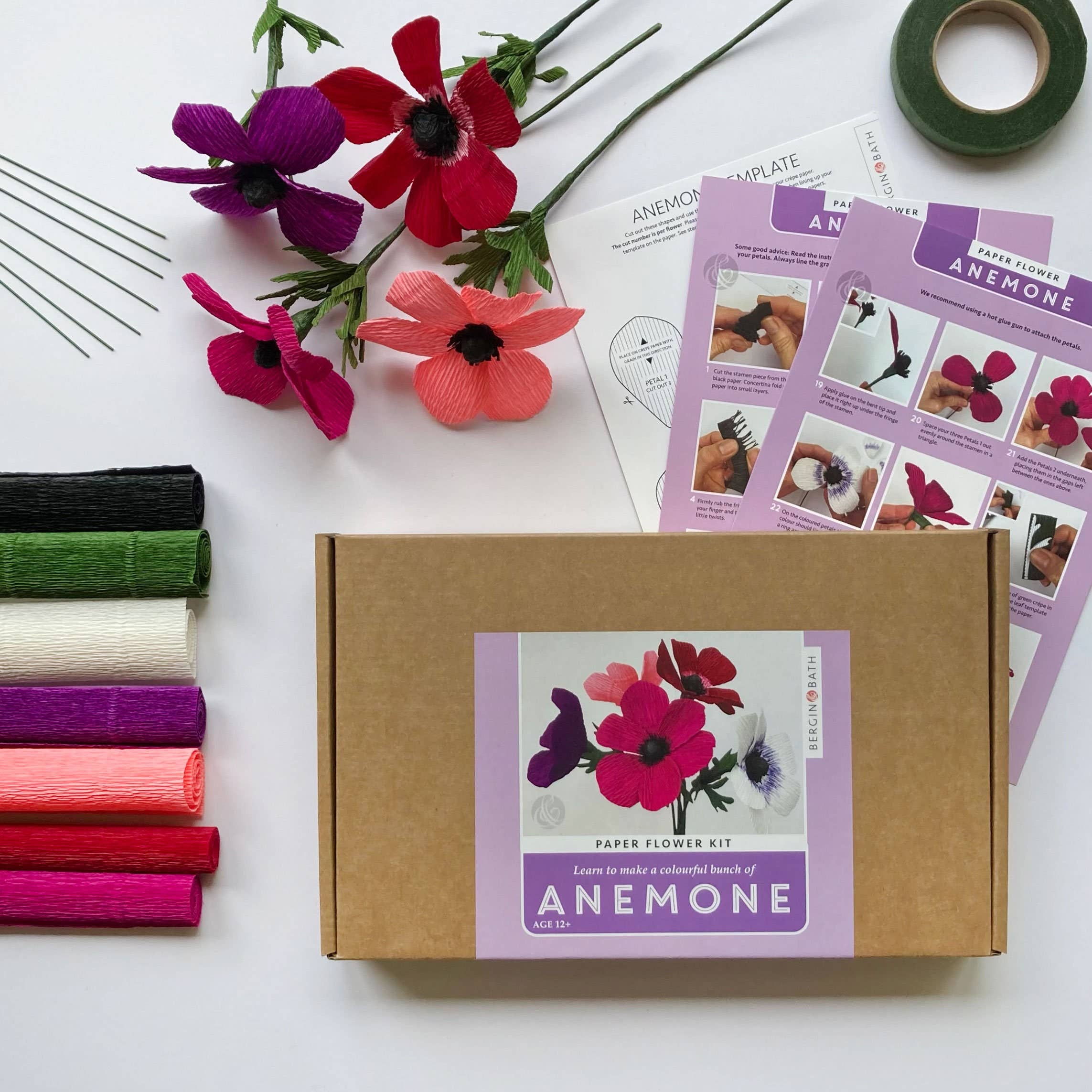 Bergin & Bath - Wholesale DIY Craft Kit - Paper Flower Kit Anemone, Craft Project For Beginners, Creat6