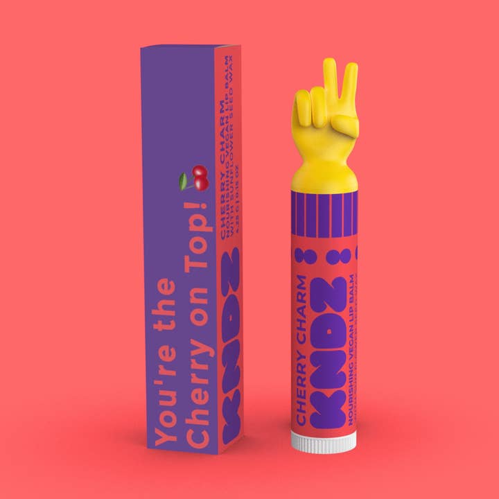 Peace Cherry Charm Vegan Lip Balm for wholesale by KNDZ