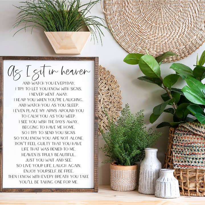 Willie & Dolly Designs - Vente Pancarte - Panneau encadré en bois avec poème « As I Sit