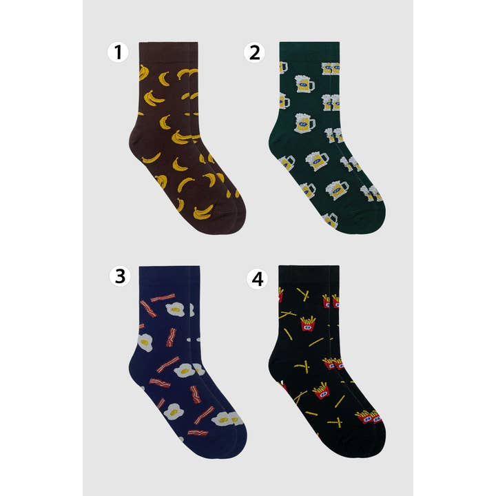7DAYSSOCKS - Wholesale Socks - Men's - Men's Crew Unique Food Pattern Socks
