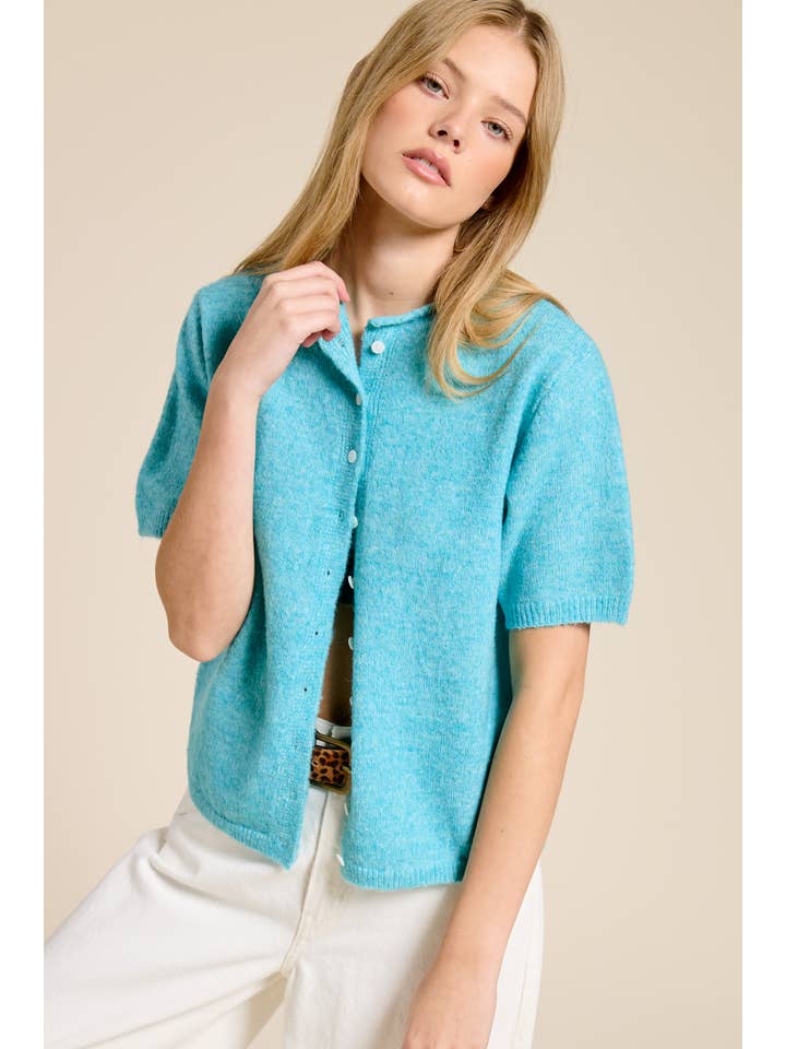 Mimosa - Wholesale Cardigan - Women's - Short Sleeve Button Down Cardigan Top27