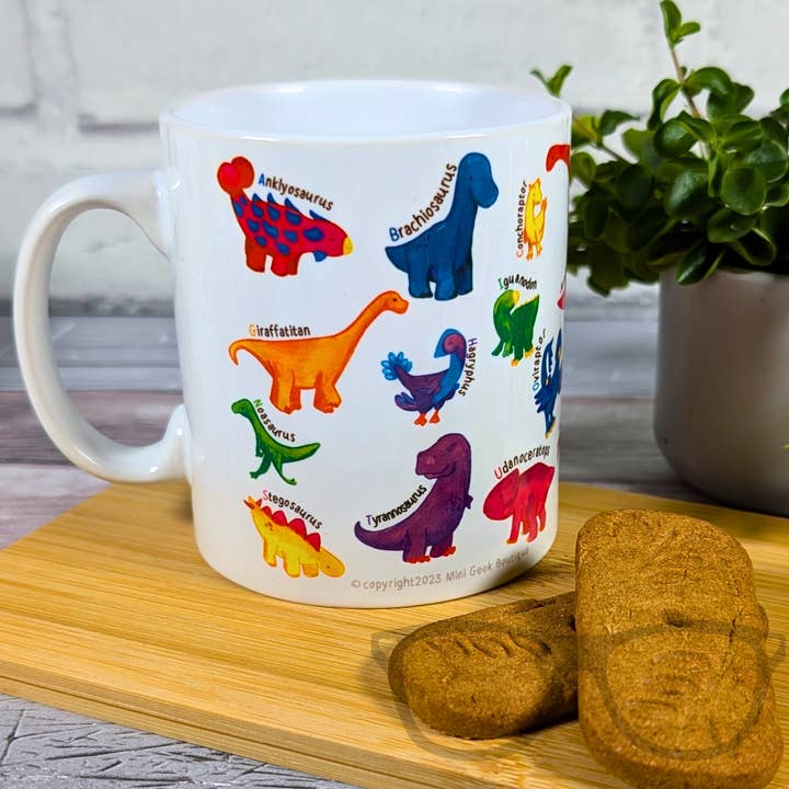 A to Z of dinosaurs Ceramic mug for wholesale by Mini Geek Boutique
