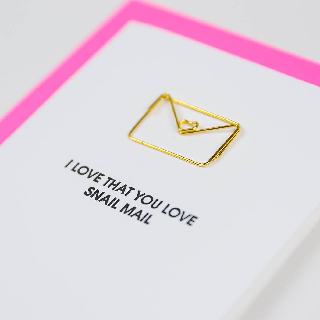 Chez Gagné – wholesale Love card – I Love That You Love Snail Mail - Envelope Paperclip Card3