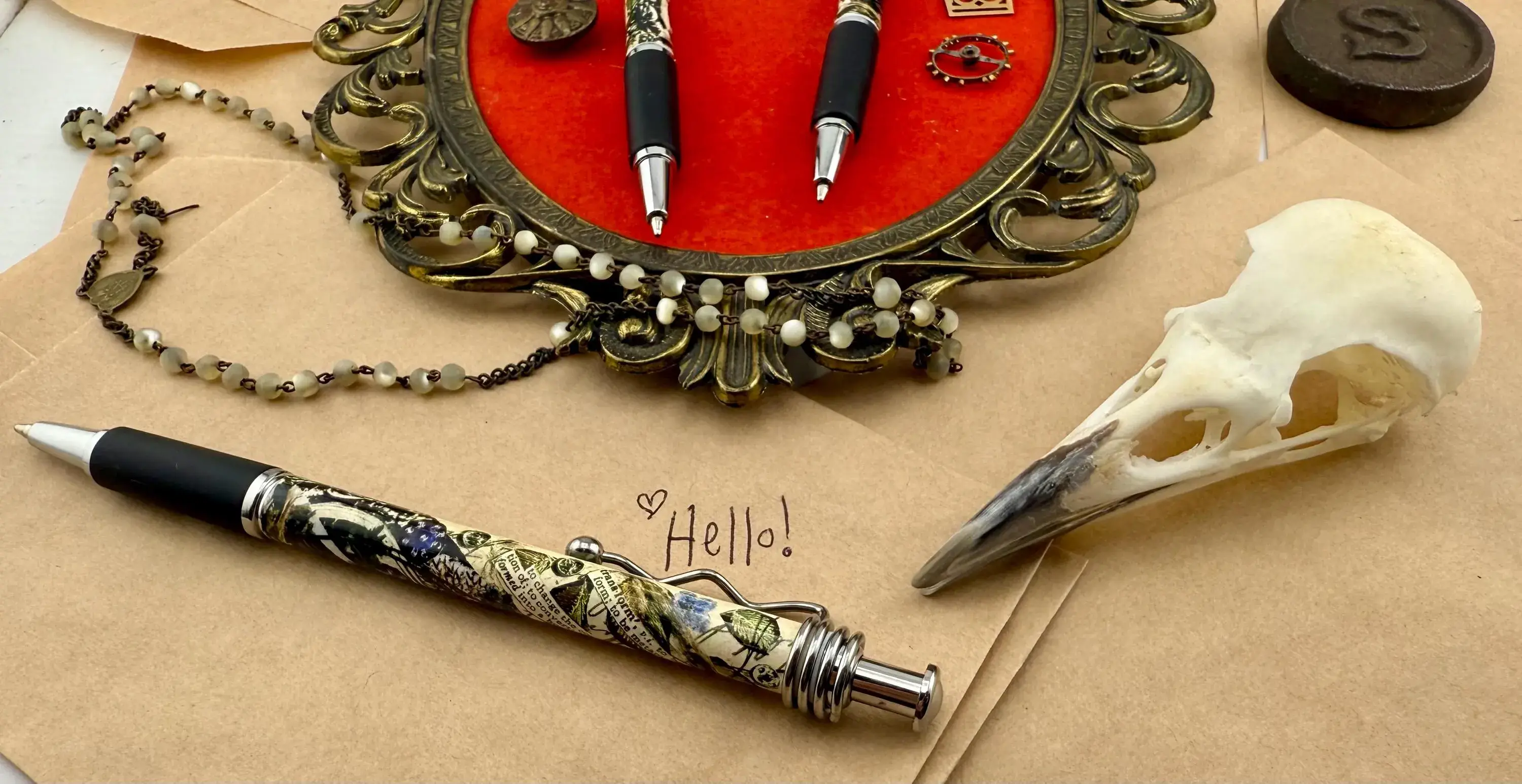 Corkscrew Curiosities - Vente Stylos - Art d'impression collage cerveau de corbeau stylo6