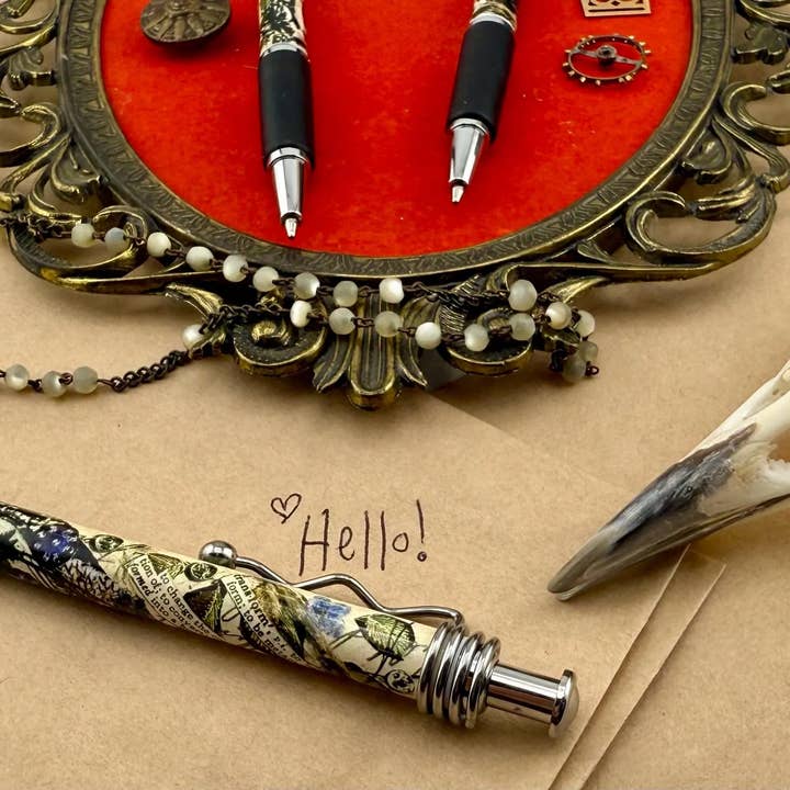 Corkscrew Curiosities - Wholesale Pen - Crow Brain Collage Print Art Pen6