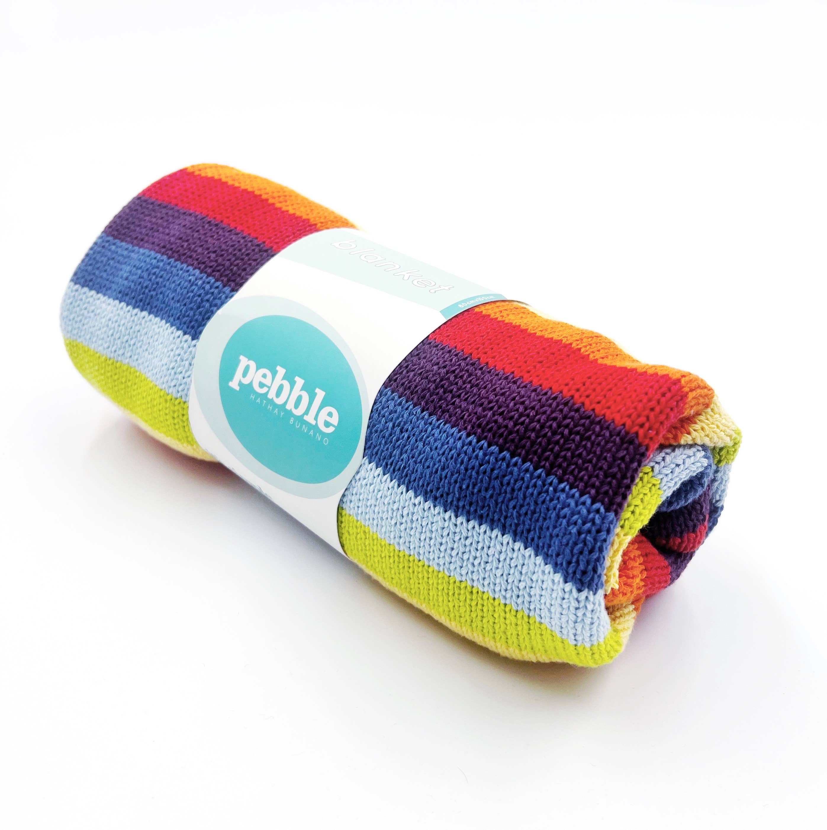 Pebble - Wholesale Bedding Blanket - Kids & Baby - Handmade Organic Cotton Knit Baby Blanket - Rainbow Stripes4
