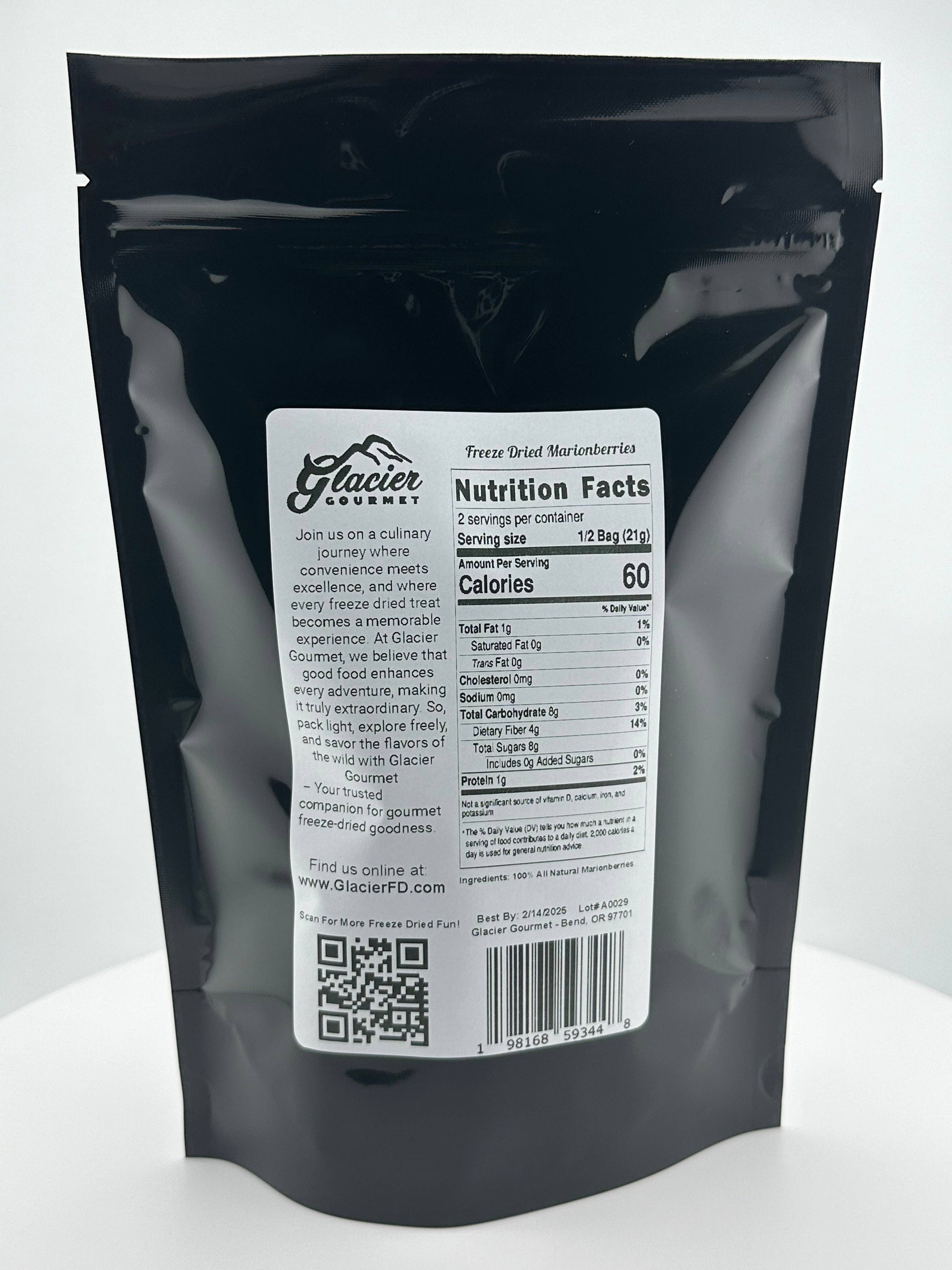 Glacier Gourmet – wholesale Torkad frukt – Frystorkade Marionbär - Oregon Marionbär - 1,5 oz påse1