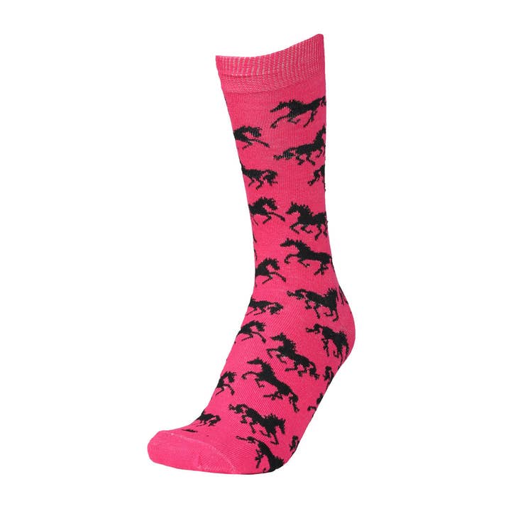 AWST Int'l Ladies "Lila" Galloping Horses Crew Socks- 6 Pack for wholesale by AWST Intl