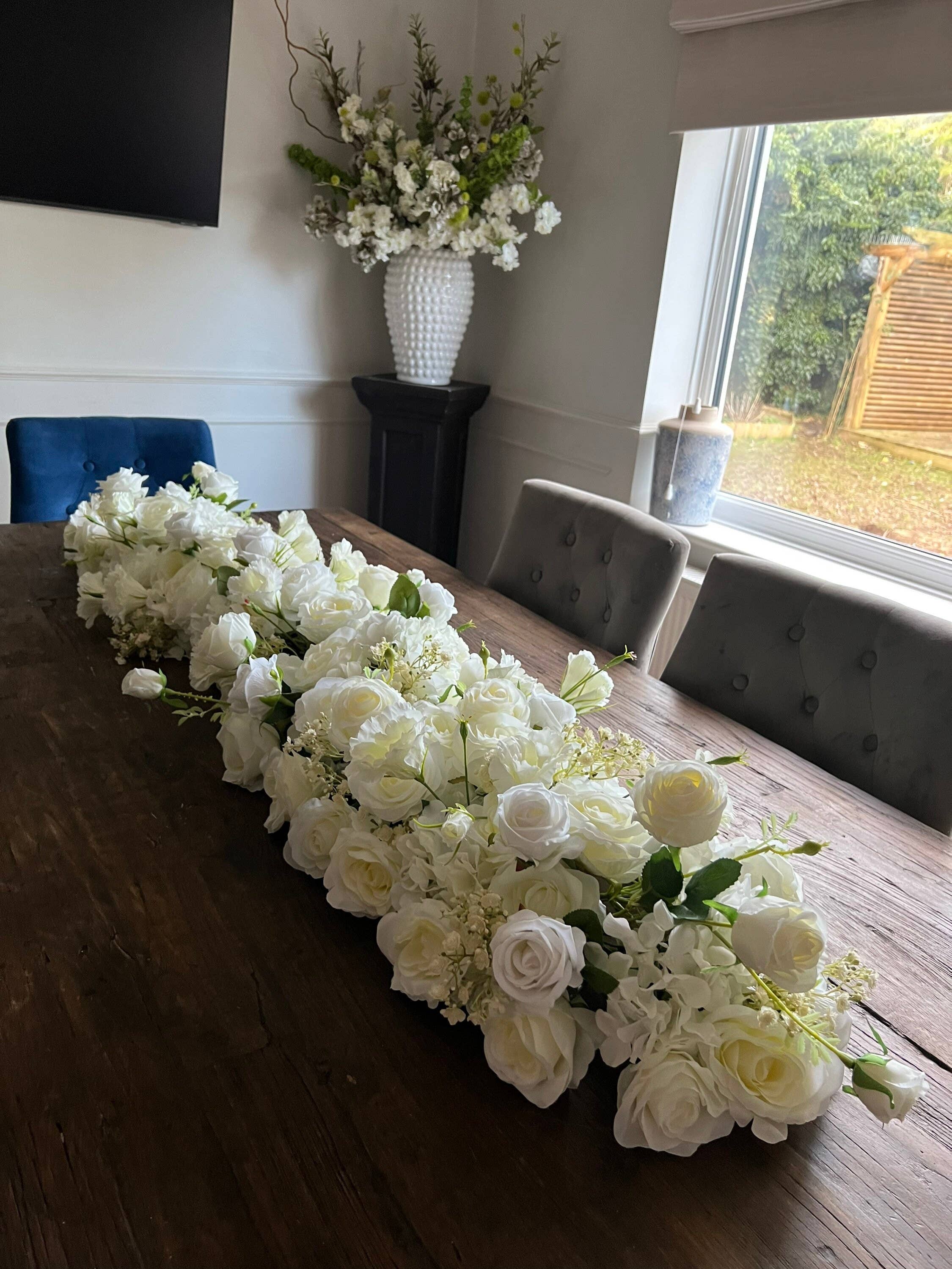 IVY CRUZ - Wholesale Bunting/Garland - Table Flower Garland, Bridal Table Garland, White Flower7