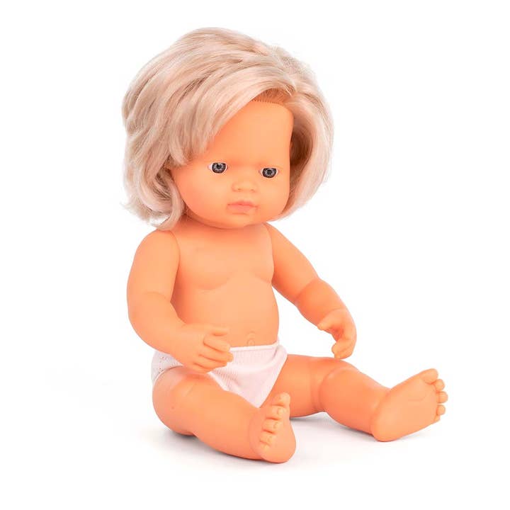 Baby Doll Caucasian Girl 15'' inch (polybag) for wholesale by Miniland Educational