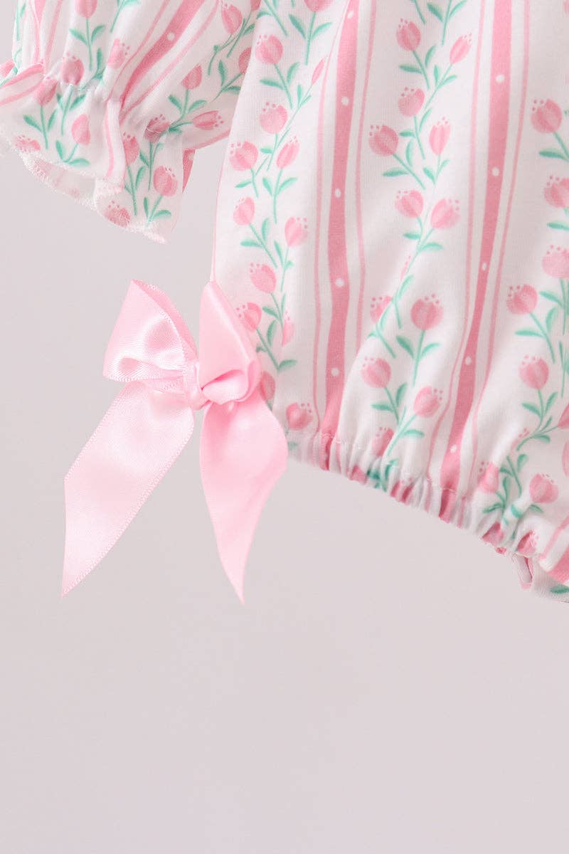 Mom & Co. - Wholesale Bodysuit (Non-Footed) - Baby - Floral tulip smocked bow bubble1