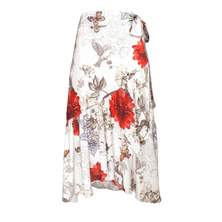 Floral Print Satin Wrap Skirt for wholesale by Lalipop Design