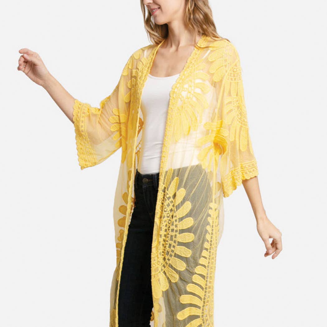 Fashion City – Engroshandel Strandbadekåbe – Dame – Solid Blomstret Blonder Cover-Up6